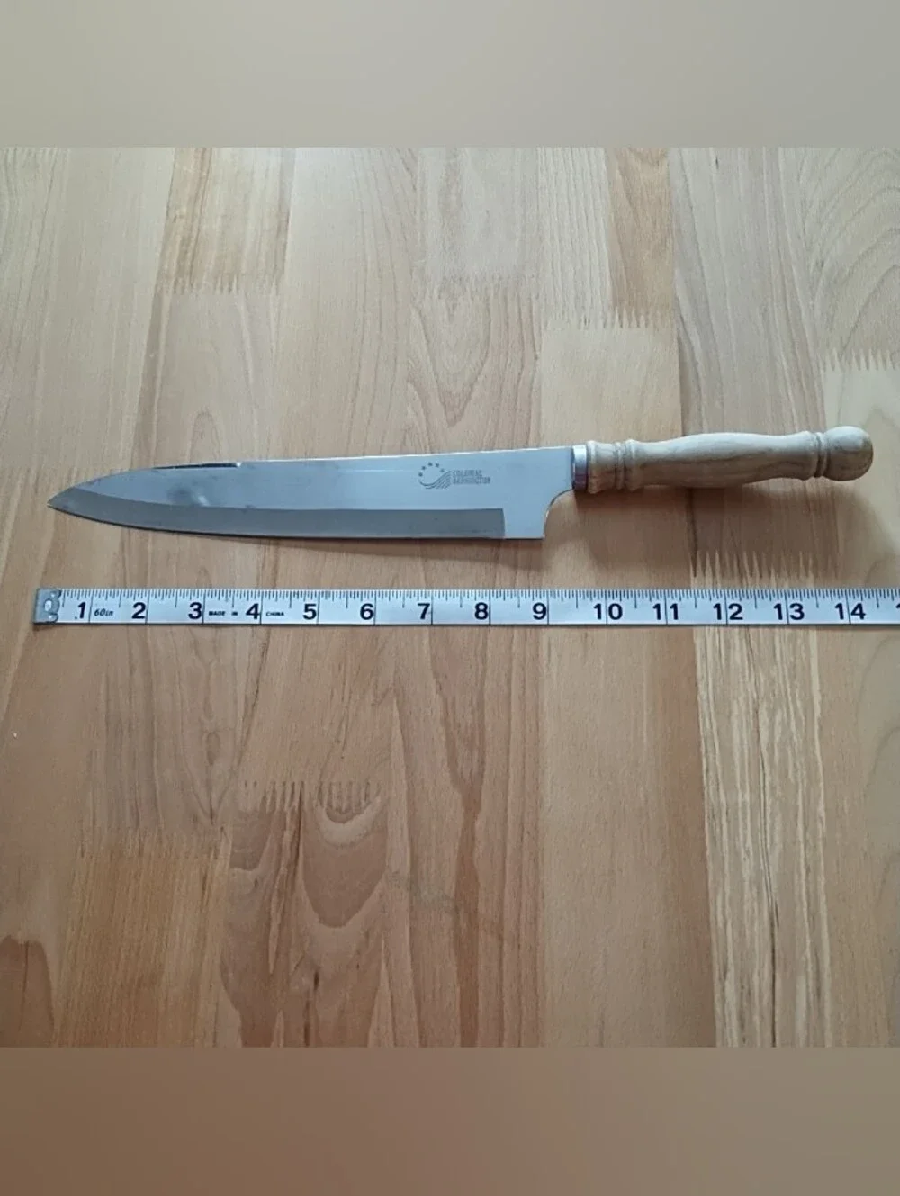 Colonial Bennington Chefs Knife Lifetime Cutlery Stainless Steel Wood Handle